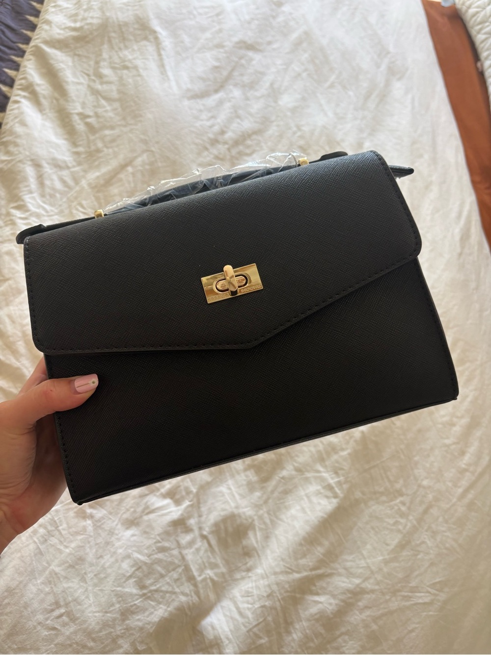 Jessica Moore JM Posh Top-Handle Crossbody Bag with Gold Turn-Lock